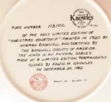 Norman Rockwell porcelán dísztál. 1982, jelzett, hibátlan, d: 21 cm