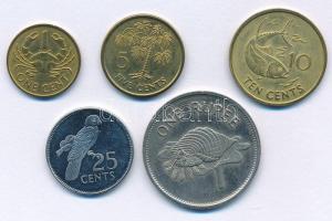 Seychelles-szigetek 1990. 1c + 1992. 1R + 1997. 5c-25c (3xklf) T:AU Seychelles 1990. 1 Cent + 1992. 1 Rupee + 1997. 5 Cents - 25 Cents (3xdiff) C:AU