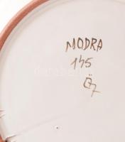 Modra dísztál. Mázas kerámia, jelzett, kis kopással, d: 30 cm