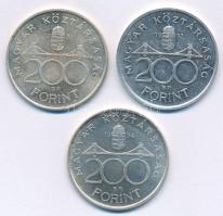 1992-1993. 200Ft Ag "MNB" (2xklf) + 1994. 200Ft Ag "Deák" T:AU,XF karc