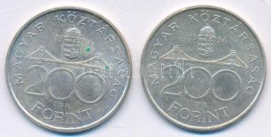 1994. 200Ft "Deák" Ag (2x) T:AU,XF patina Adamo F13.1