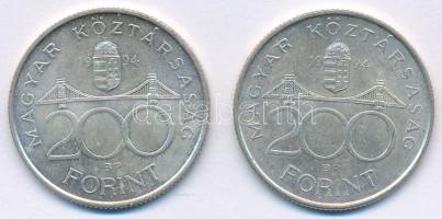 1994. 200Ft "Deák" Ag (2x) T:AU,XF patina Adamo F13.1