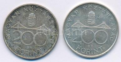 1994. 200Ft "Deák" Ag (2x) T:AU,XF patina Adamo F13.1