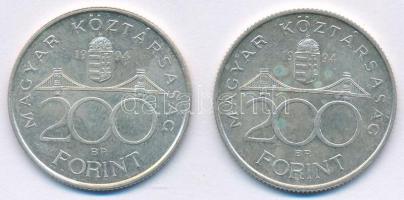 1994. 200Ft "Deák" Ag (2x) T:AU patina Adamo F13.1