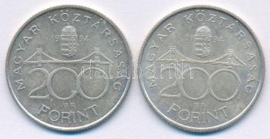 1994. 200Ft "Deák" Ag (2x) T:AU patina Adamo F13.1