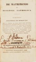 Roskoványi, August. De matrimonio in ecclesia catholica. Tomus II. Augustae Vindelicorum, 1840. Koll...