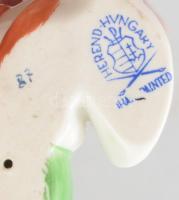 Herendi libát üldöző fiú. Jelzett, egyik keze repedt, h: 19 cm