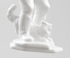 Herendi fiú cicával. Jelzett, fehérmázas, hibátlan, m: 12,5 cm