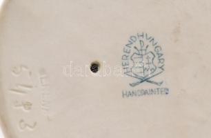 Herendi porcelán fiú kutyával, kézzel festett, hibátlan, jelzett, m: 16 cm