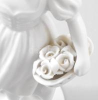 Herendi lány virágkosárral. Fehérmázas. Jelzett, szirmokon sérüléssel, m: 15 cm