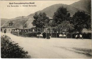 Trencsénteplic, Trencianske Teplice; Kis Baracska, Politzer Sándor vendéglője, étterem. Wertheim Zsigmond kiadása / Kleine Baracska / restaurant