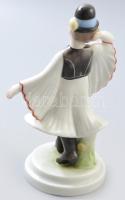 Herendi matyó táncos fiú. Jelzett, kézzel festett, keze sérült, m: 18 cm
