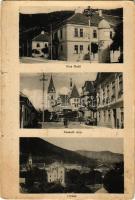 Trencsénteplic, Trencianske Teplice; Sina fürdő, Kossuth utca, látkép, Dr. Heinrich-féle nyaraló, Villa Irma. Németh Miksa kiadása / spa, villas, street (fl)