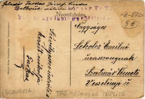 Trencsénteplic, Trencianske Teplice; Sina fürdő, Kossuth utca, látkép, Dr. Heinrich-féle nyaraló, Vi...