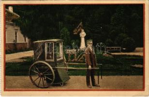 1917 Pöstyén, Piestany; Infanterista / Grand Hotel Royal szálló fürdőkocsija. Lampel Gyula kiadása / spa carriage of the hotel (EK) + "Vörös Kereszt Hadikórház katonai Ápolási Ügy portómentes"