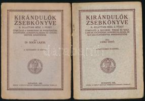 Dr. Soós Lajos: Kirándulók zsebkönyve. II. Állattani rész, 1. füzet. Útmutató a gerincesek és puhatestűek gyűjtésére, konzerválására és gyűjtemények készítésére. Bp., 1925, Kir. M. Természettudományi Társulat, 2 sztl. lev.+ 60 p. Kiadói tűzött papírkötés, kissé sérült gerinccel, kissé foltos borítóval, lapok szélén ázásnyommal. + Csiki Ernő: Kirándulók zsebkönyve. II. állattani rész, 2. füzet. Útmutató a rovarok, pókok és százlábúak gyűjtésére, konzerválására és rovargyűjtemények berendezésére. Bp., 1925, Királyi Magyar Természettudományi Társulat. 2 sztl. lev.+ 67 p. Kiadói papírkötésben, felvágatlan példány, gerincen apró sérülésekkel, tűzés nél kissé foltos, lapok szélén ázásnyommal.