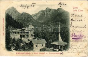 1900 Tátra, Magas-Tátra, Vysoké Tatry; Kohlbach szálloda a lomnici csúccsal / Hotel Kohlbach mit Lomnitzer-Spitze (lyuk / pinhole)