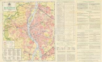 1931 Budapest Plan und Reiseführer. Budapest Székesfőváros Házinyomda. Térképpel és látnivalókkal illusztrált német nyelvű, kihajtható prospektus. Térkép méret: 45x41,5 cm, teljes méret: 49,5x82 cm. Apró szakadásokkal.