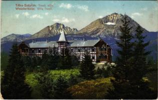 Tátraszéplak, Tatranska Polianka, Westerheim (Magas-Tátra, Vysoké Tatry); Tivoli Villa. Cattarino S. utóda Földes Samu kiadása + "POSTAKALAUZ POPRÁDFELKA-SZENTIVÁNYI-CSORBATÓ KÖZÖTT"