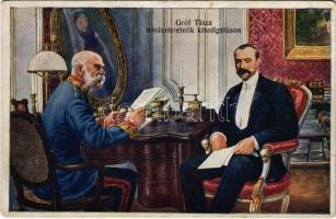 Gróf Tisza miniszterelnök kihallgatáson s: C. Sieben (ragasztónyom / glue marks)