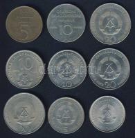 NDK 1969-74. 5M (3x) klf, 10M (3x) klf, 20M (3x) klf T:2,2/3 Összesen 9db!