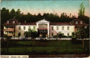 1915 Bártfafürdő, Bardejovské Kúpele, Bardiov, Bardejov; Schedel Villa Kilátás. Neumann Viktor kiadása (EK)