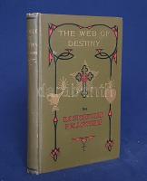 Heindel, Max:  The Web of Destiny. How Made and Unmade. Also The Occult Effect of Our Emotions. Prayer - A Magic Invocation. Practical Methods of Achieving Success. A Series of Lessons Upon the Hidden Side of Life, Showing the Occult Forces Which Shape Our Destiny.  Oceanside-London, 1920. Rosicrucian Fellowship - L. N. Fowler (Fellowship Press). 1 t. +. (címképen a szerző portréja) + 175 + [9] p.  Max Heindel (1865-1919) dán származású amerikai okkultista, asztrológus, misztikus, üzletember, a mindmáig üzemelő amerikai Rózsakeresztes Testvériség (1909) megalapítója. Web of Destiny (,,Vágyak hálójában) című kötetében spirituális beavatottjai számára tartott tizenhét előadását teszi közkinccsé, többek között ilyen témákban: * Spiritual Research: The Soul body (Spirituális kutatás: a Lélektest) * The Christ Within: The Memory of Nature (A belső Krisztus: A természet emlékezete) * The Dweller on the Threshold: Earth-bound Spirits (A Küszöbön Lakozók avagy a Földhöz kötött Szellemek) * The Sin Body: Possession of by Self-Made Demons-Elementals (A Bűntest: A magunk kreálta démonok igájában) - The Cause of Disease: Efforts of the Ego to Escape from the Body : Effects of Lasciviousness (A Betegség Oka: Az Ego menekülése a Testtől avagy A Bujaság következményei) * Practical Methods of Achieving Success: Based Upon Conservation of Sex Force (A Sikerhez vezető út: Tartózkodni a nemi erő tékozlásától). A szerző az alábbi témák mellett óva int a túlzásba vitt fürdőkúráktól is, amely indokolatlan vágyakozást ébreszt. A címekből is látható, hogy a Rózsakeresztes Testvériség alapítója, tanítója, házi szerzője és tulajdonosa szemmel láthatólag elmarasztalta az aszkézis és szemlélődés útjáról letérítő életörömöt. A kötet végén a kiadó kapcsolódó termékeinek hirdetése. Az első előzéken régi könyvkereskedői könyvjegy és tulajdonosi bejegyzés, a címoldalon régi dátumbejegyzés, néhány oldalon aláhúzások.  Poss.: Gyöngyöshalászy Takách Béla. [Gyöngyöshalászy Takách Béla (1874-1947) festő, építész, iparművész. A budapesti József Műegyetemen szerzett diplomája után Alpár Ignác mellett dolgozott Franciaországban, majd tíz évet töltött az Egyesült Államokban, ahol Alfons Mucha tanítványa volt. Kiállításai voltak New York, Boston, Philadelphia és Charleston városaiban. Az 1910-es években tért haza, itthon Széchenyi Bertalan, Dohnányi Ernő, Kozma Jenő villáit tervezte.]  Aranyozott, festett, a Rózsakeresztes Testvériség szimbólumával illusztrált kiadói egészvászon kötésben. Szép példány.