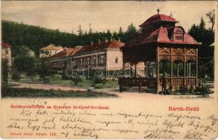 1901 Bártfafürdő, Bardejovské Kúpele, Bardiov, Bardejov; Ásványvízfürdők az Erzsébet királyné forrással. Divald Adolf 113. / spring