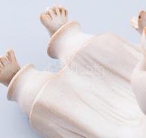 Buday Ágota éneklő kislány csokorral, festett kerámia figura, jelzett, hibátlan, m: 16 cm