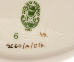 Zsolnay virág mintás tálka, kézzel festett, jelzett, hibátlan 13x8 cm