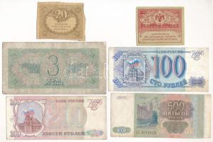 Orosz Birodalom / Szovjetunió / Oroszország 1917. 20R + 40R + 1938. 3R + 1993. 100R + 200R + 500R T:...
