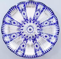 Ajka kristály kínáló tál, több rétegű, hibátlan d: 32 cm