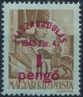 1945 Felszabadulás (I.) 1P/10f a felülnyomat álkettős nyomatával