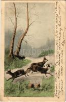 1905 Hunting dog and deer (fa)
