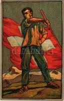 1912 Bundesfeier-Postkarte / Fete Nationale / Festa nazionale / Swiss patriotic propaganda art postcard. Graph-Anstalt J. E. Wolfensberger. 5 Ga. litho s: H. B. Wieland (EK)