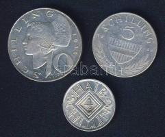 Ausztria 1926-60. 1/2Sch Ag, 5Sch Ag, 10Sch Ag T:2,2/3 Összesen 3klf db Ag!
