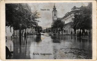 Lugos, Lugoj; Árvíz Lugoson. Templom utca, kávéház. Naschitz László kamara fényképész felvétele. Gutenberg nyomda kiadása / flood, flooded street, café (kopott sarkak / worn corners)