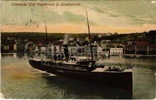 1907 Mali Losinj, Lussinpiccolo; Eildampfer Graf Wurmbrand / steamship (tear)