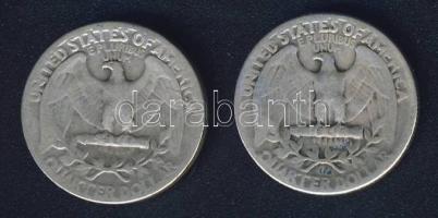 USA 1943-49. 1/4$ Ag "Washington" (2x) T:3