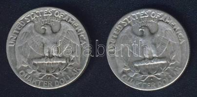 USA 1950-52. 1/4$ Ag "Washington" (2x) T:3