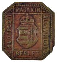 ~1900. "A Budapesti Magyar Királyi Államhidak Bérlet" bronz lemezbárca (30x26mm) T:XF,VF ph.