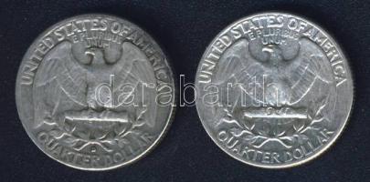 USA 1961-64. 1/4$ Ag "Washington" (2x) T:3