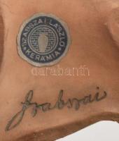 Szabszai László art deco női fej kerámia falidísz. Jelzett kopással, 19x12 cm