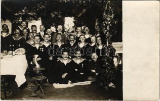 1916 K.u.k. Kriegsmarine Matrosen des S.M. Dampfers IV (ex Gastein), Weihnachten / Osztrák-magyar matrózok karácsonykor / WWI Austro-Hungarian Navy mariners on Christmas. photo