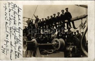 K.u.k. Kriegsmarine Matrosen des S.M. Dampfers IV (ex Gastein), Weihnachten / Osztrák-magyar matrózai / WWI Austro-Hungarian Navy mariners. photo (fl)