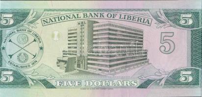 Libéria 1991. 5$ líbiai bankjegyes, bélyeges borítékon, líbiai bélyegekkel, elsőnapi bélyegzővel T:I