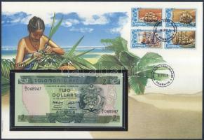 Salamon-szigetek 1986. 2$ penrhyn-szigeti (Észek Cook-szigetek) bankjegyes, bélyeges borítékon, penrhyn-szigeti bélyegekkel T:I