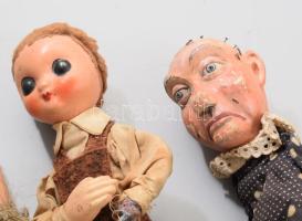 4 db antik bábu, baba. 45 cm, Festett fa