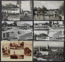 Kb. 170 db MODERN magyar város képeslap vegyes minőségben. Főleg Képzőművészeti Alap, Művészeti alkotások / Cca. 170 modern Hungarian town-view postcards in mixed quality