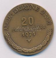 Iván István (1905-1968) 1971. "Az Állami Déryné Színház 20. évfordulójára" bronz emlékérem (50mm) T:AU ü.
